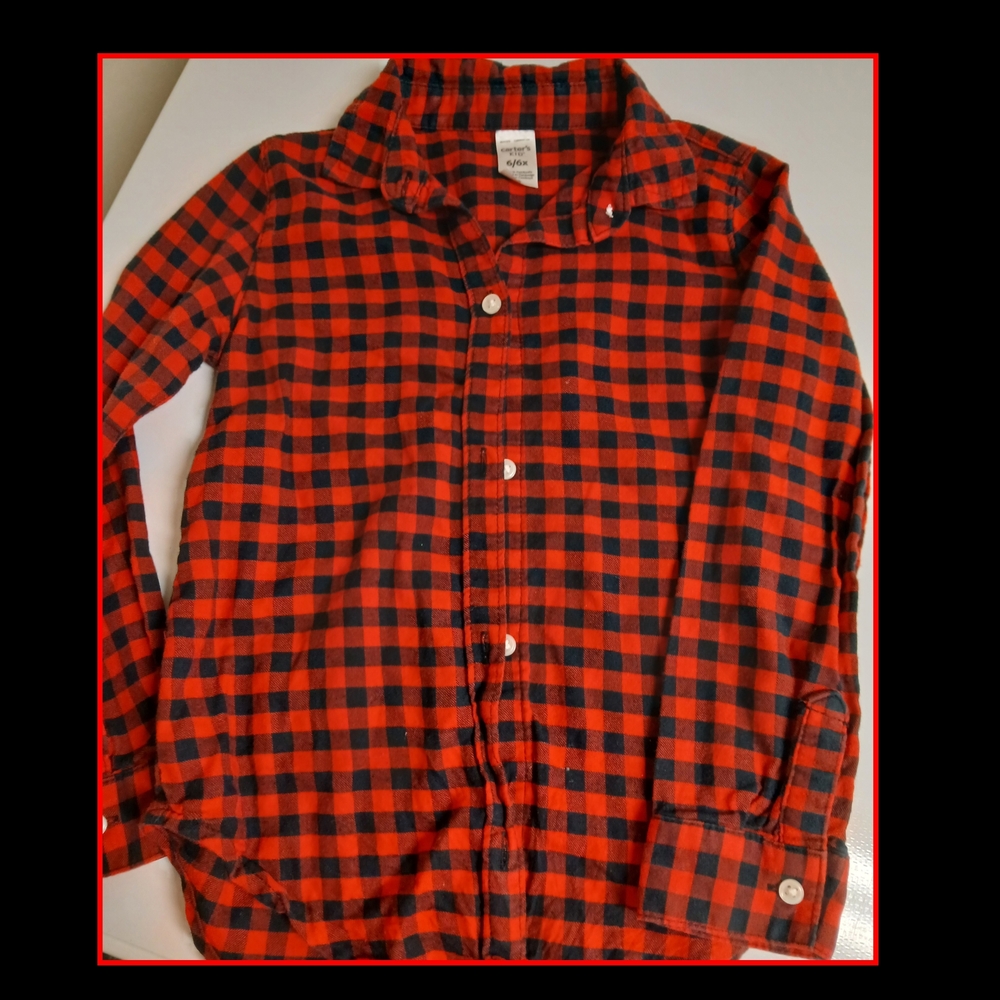 Carter's Red and Black Checkered Button Down Shirt
